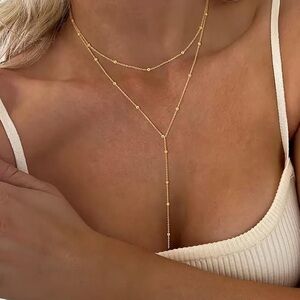 New Beaded Gold Layered Necklace